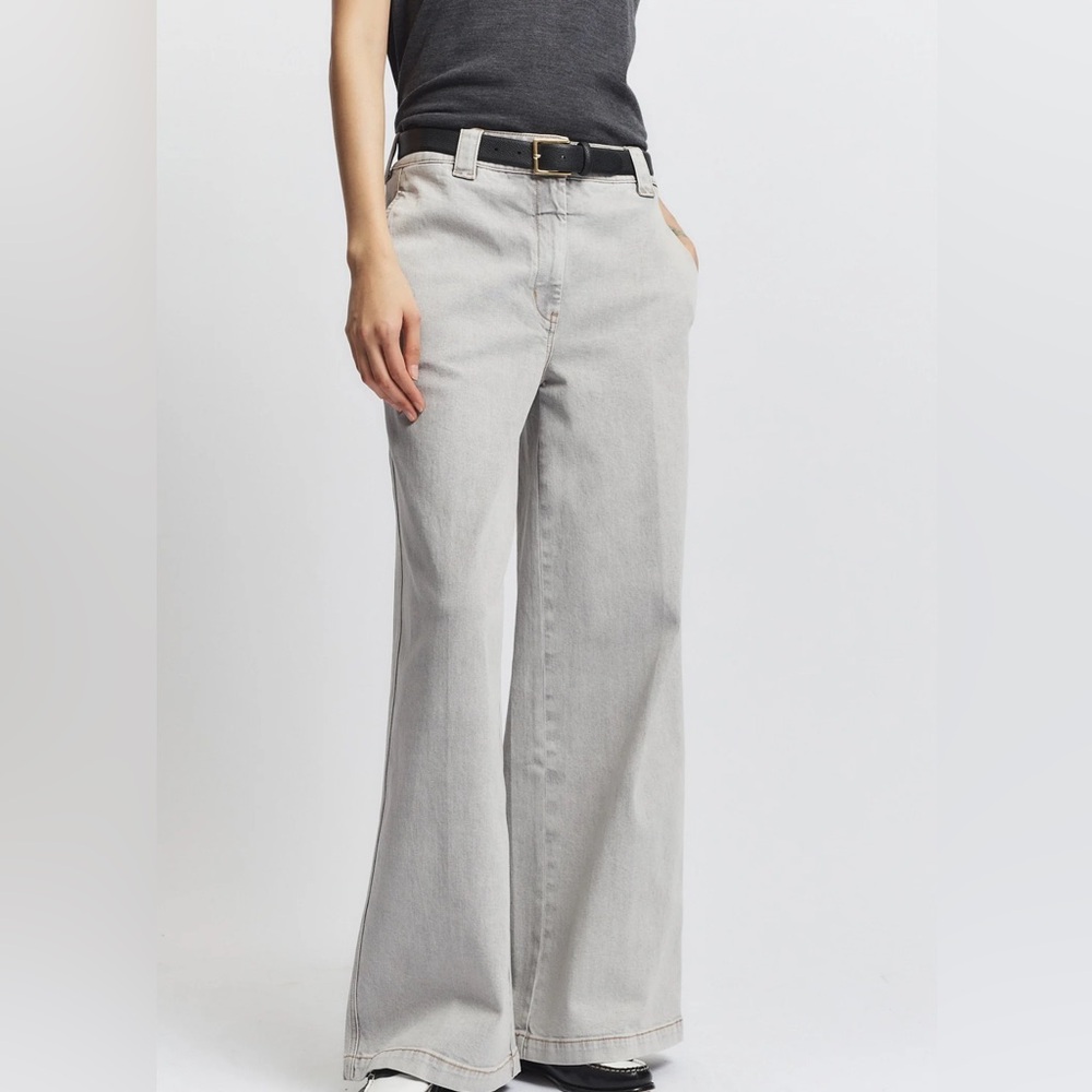 Saintart Amber Wide Leg Denim Pant Powder Gray high rise size 28